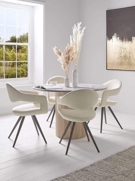 Two BouclÃ© Dining Chairs - White