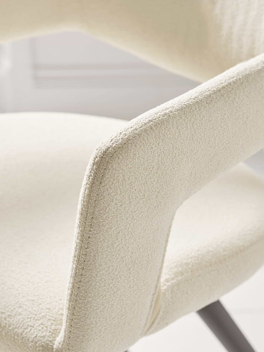 Two BouclÃ© Dining Chairs - White