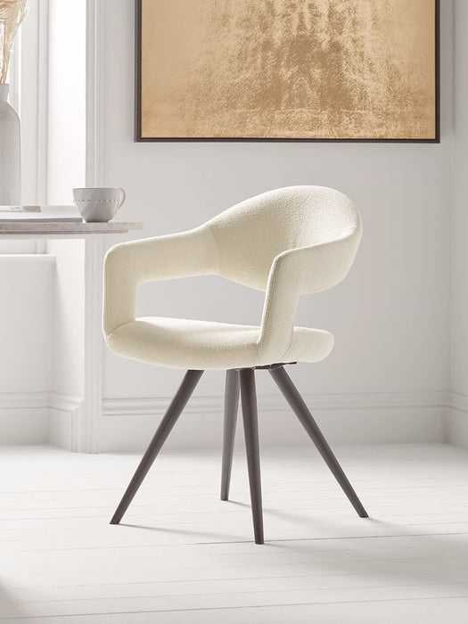 Two BouclÃ© Dining Chairs - White