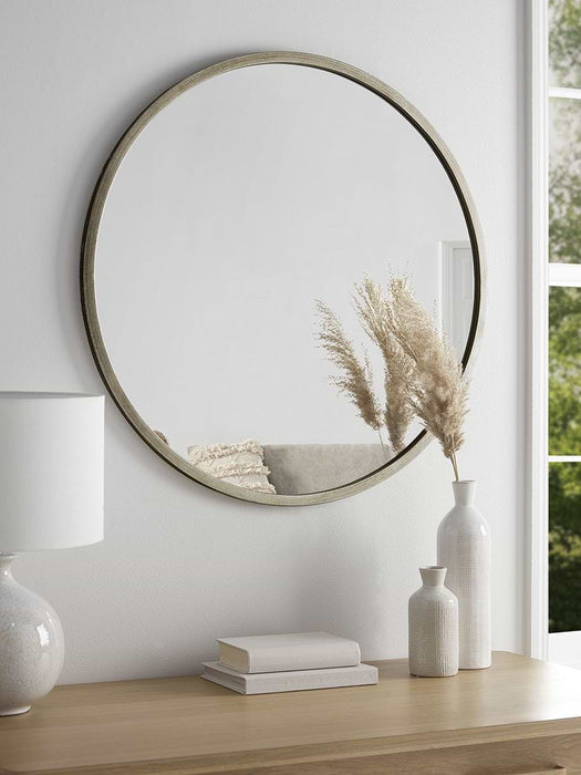 Burnished Silver Bevelled Round Mirror