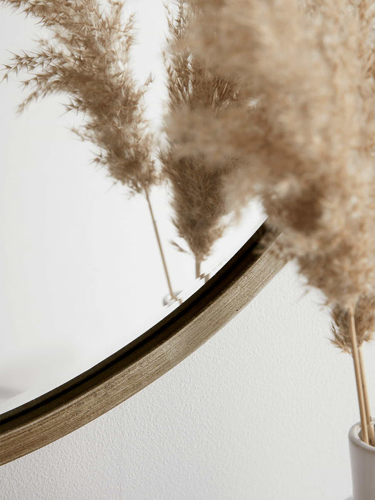 Burnished Silver Bevelled Round Mirror