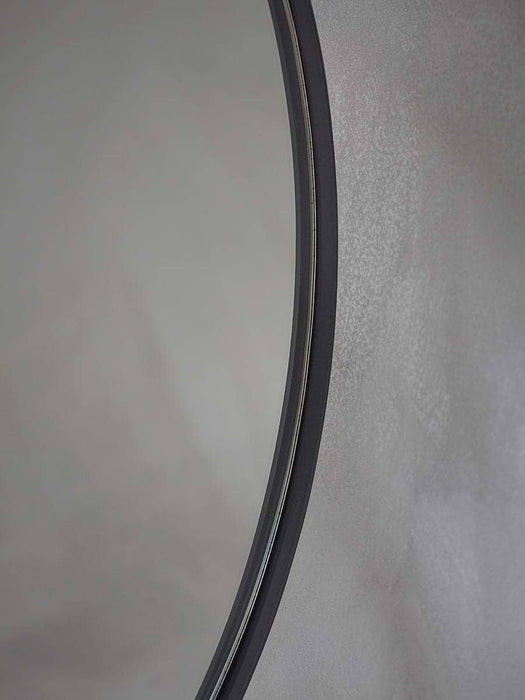 Black Slim Frame Round Mirror - Medium