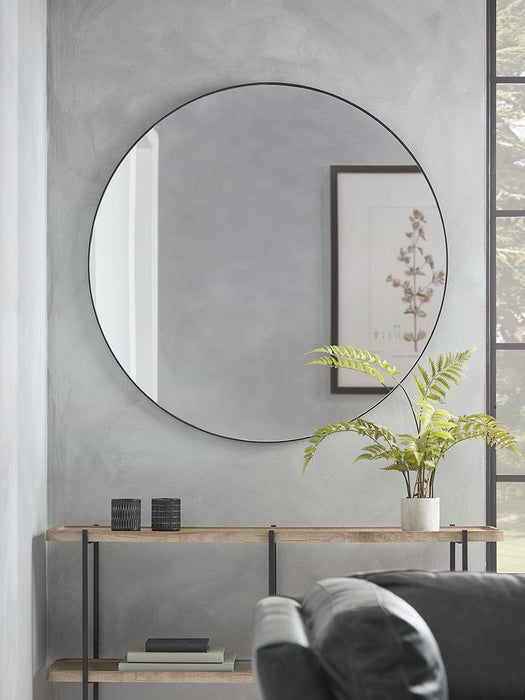 Black Slim Frame Round Mirror - Extra Large
