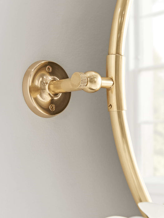 French Round Wall Mirror - Brass