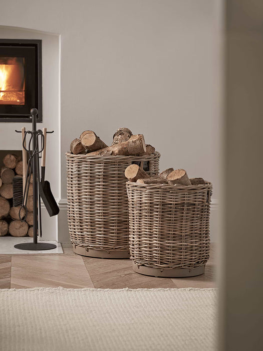 Two Round Rattan Planters