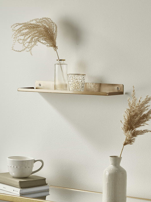 Slimline Metal Shelf - Brass