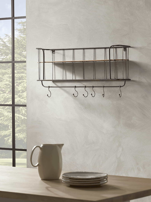 Industrial Shelf with Hooks - Small