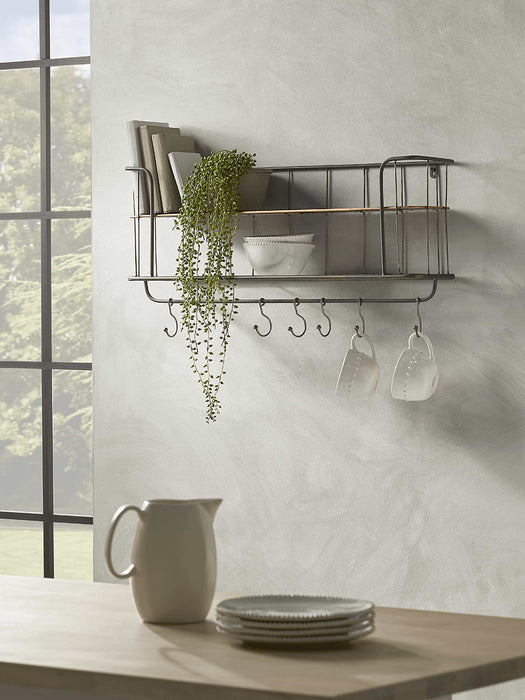 Industrial Shelf with Hooks - Small