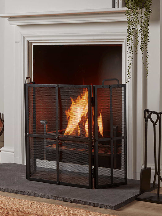 Black Iron Panel Fire Screen