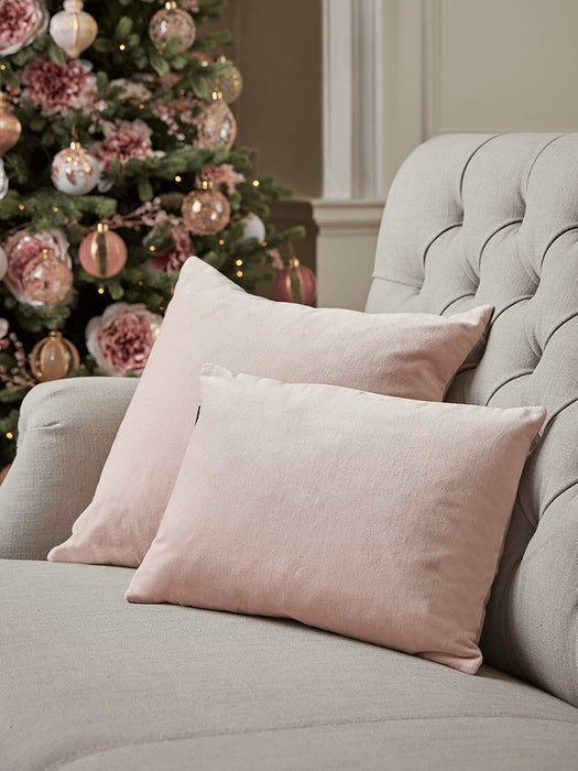 Velvet & Linen Rectangular Cushion - Blush