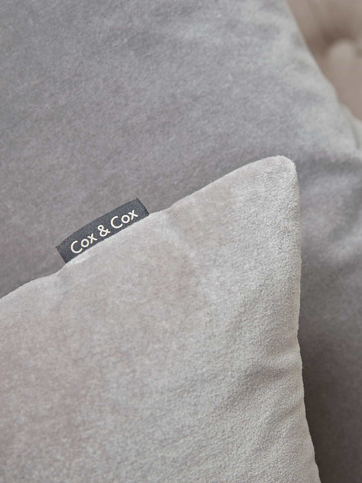 Velvet & Linen Square Cushion - Dove Grey