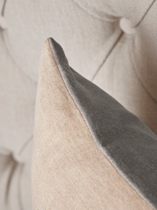 Velvet & Linen Square Cushion - Dove Grey