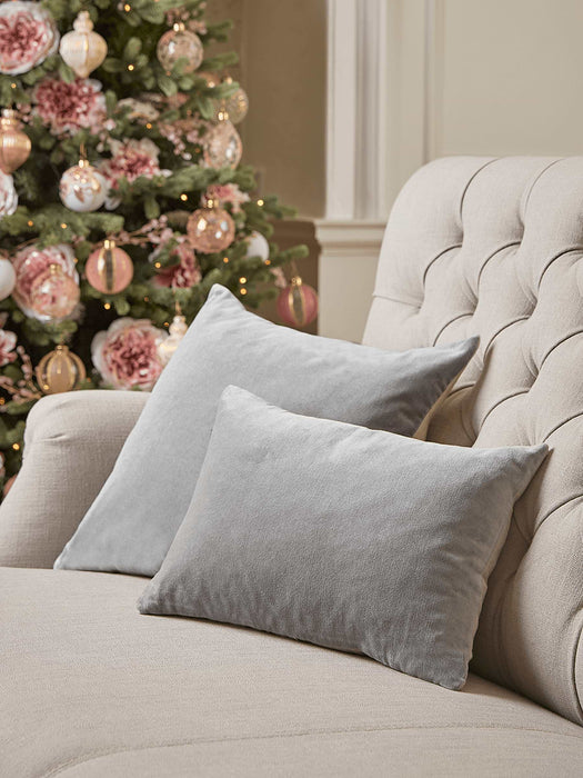 Velvet & Linen Square Cushion - Dove Grey