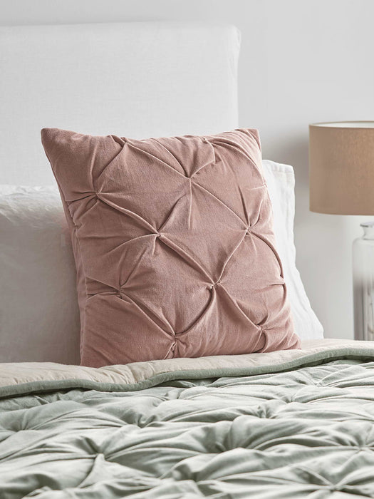 Velvet Pin-Tucked Cushion - Blush