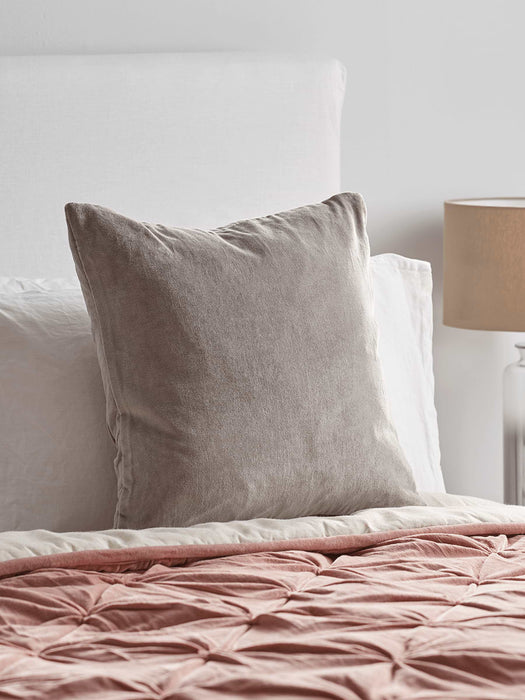 Velvet Pin-Tucked Cushion - Grey