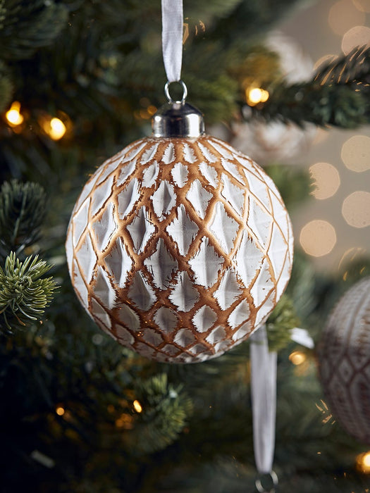 Twelve Soft Gold & White Baubles