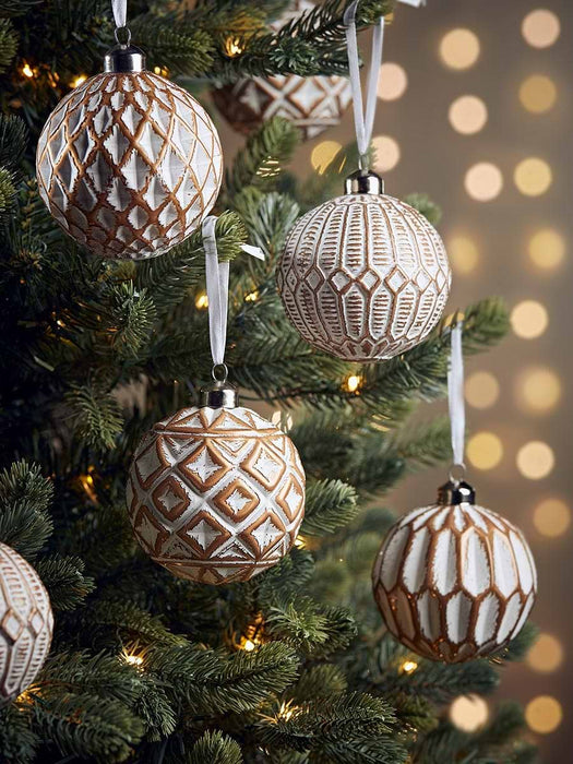 Twelve Soft Gold & White Baubles