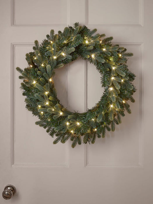 Young Pine Pre-Lit Wreath