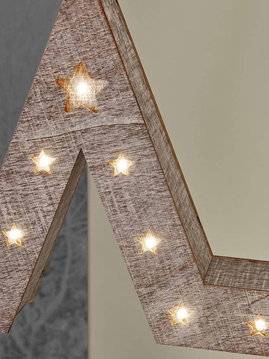 Two Light Up Wooden Stars