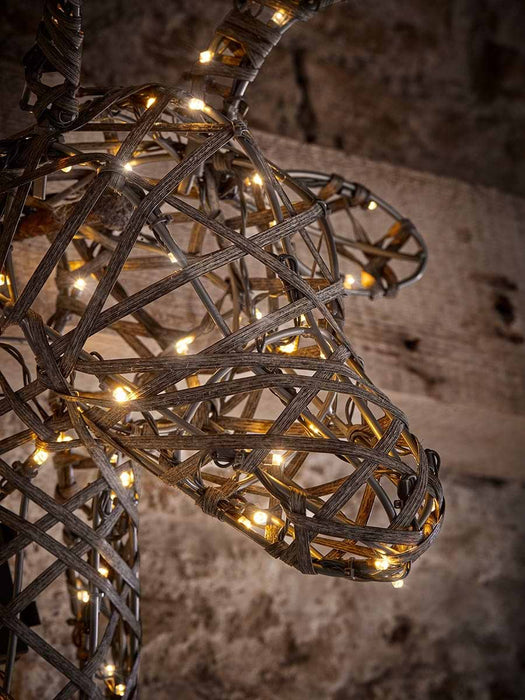 Indoor Outdoor Faux Rattan Light Up Stag Head