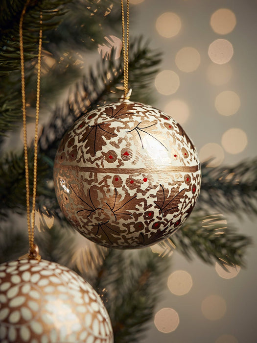 Three Handpainted Paper Baubles