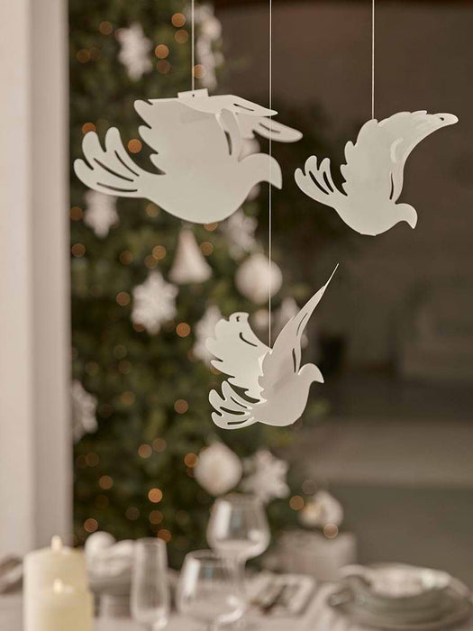 Three Hanging Paper Doves