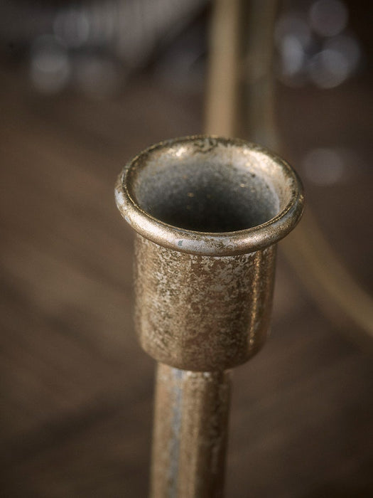 Distressed Golden Candle Holder