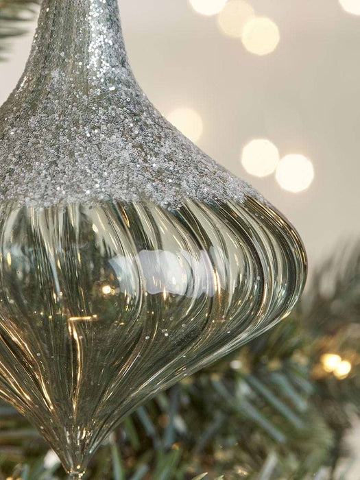 Four Large Amber & Grey Fluted Glass Drops
