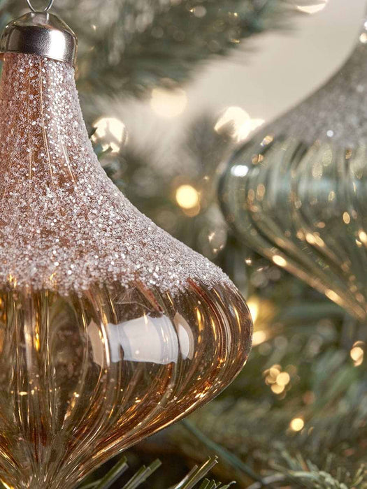 Four Large Amber & Grey Fluted Glass Drops