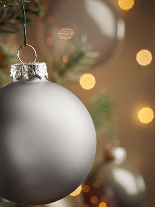 Glass Bauble Selection Box - Soft Grey