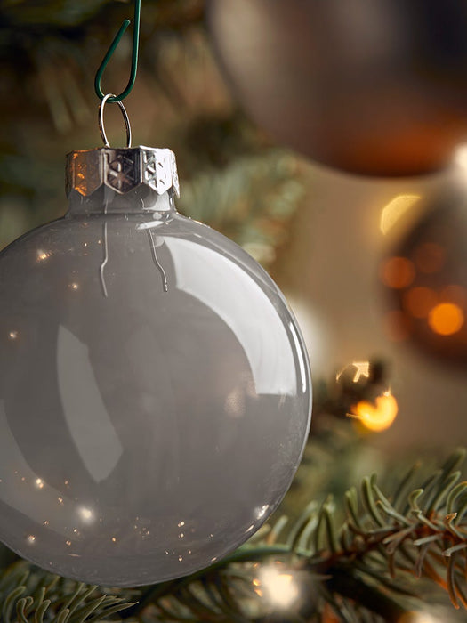 Glass Bauble Selection Box - Soft Grey