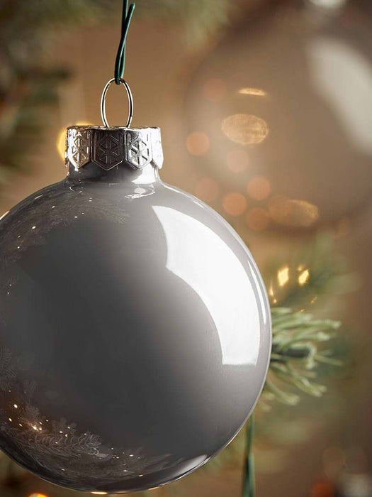 Glass Bauble Selection Box - Soft Grey
