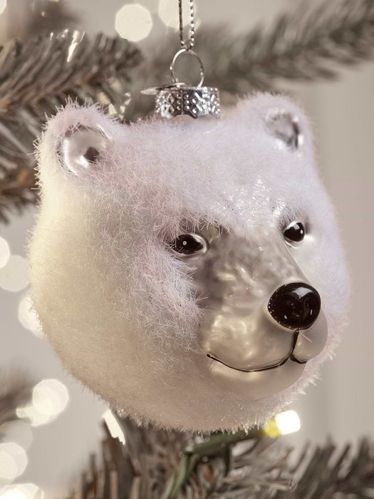 Four Polar Bear Glass Baubles