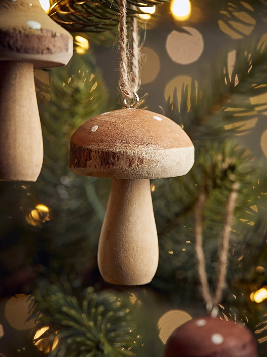 Four Wooden Hanging Mushrooms