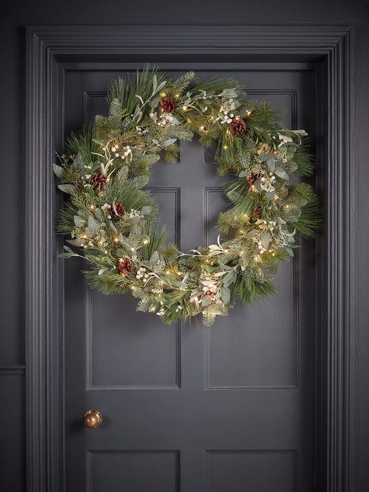 Mistletoe & Pine Pre-Lit Wreath