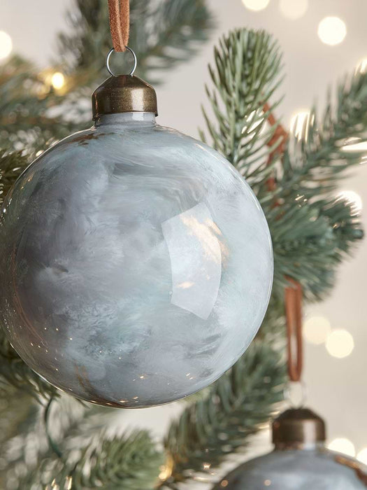 Twelve Marbled Glass Baubles