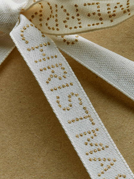 Merry Christmas Golden Dots Ribbon