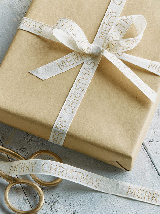 Merry Christmas Golden Dots Ribbon