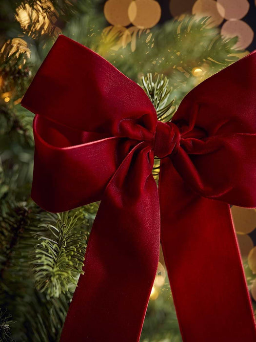 Four Oversized Opulent Velvet Tree Bows - Deep Red