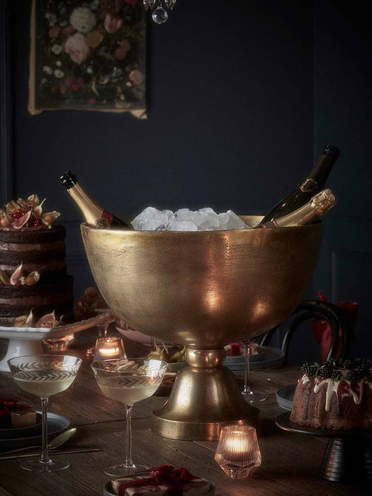 Footed Antique Brass Wine Cooler
