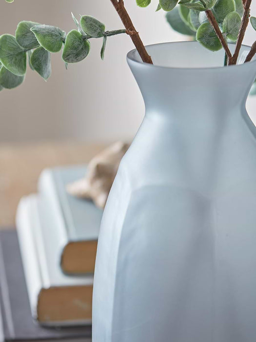Frosted Blue Glass Vase