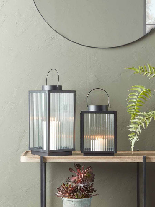 Reeded Glass Lantern - Small