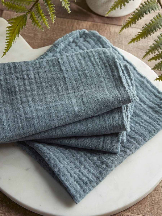 Four Waffle Napkins - French Blue