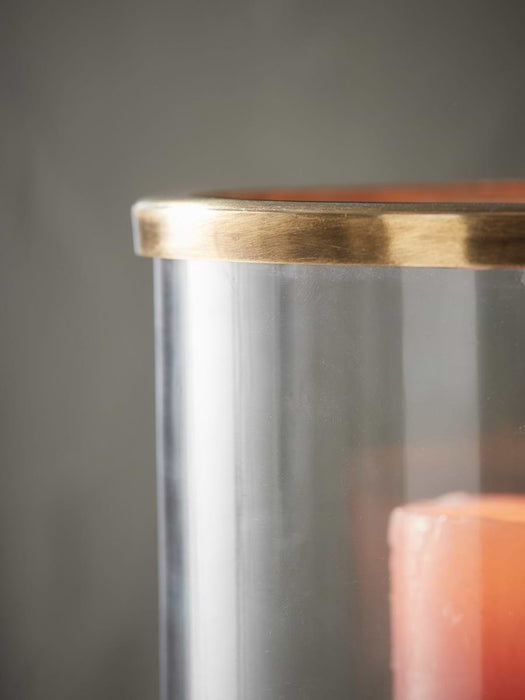 Antique Brass & Glass Candle Holder