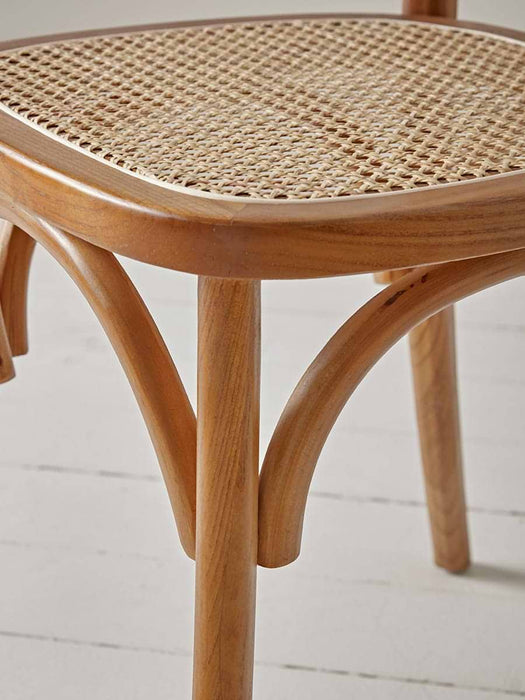 Two Cane Webbing Dining Chairs - Natural