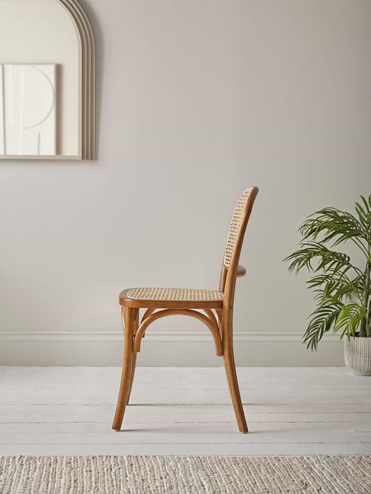 Two Cane Webbing Dining Chairs - Natural