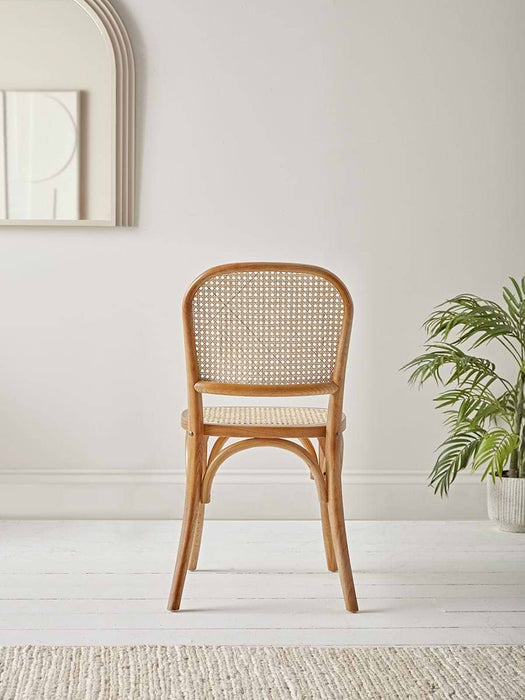 Two Cane Webbing Dining Chairs - Natural