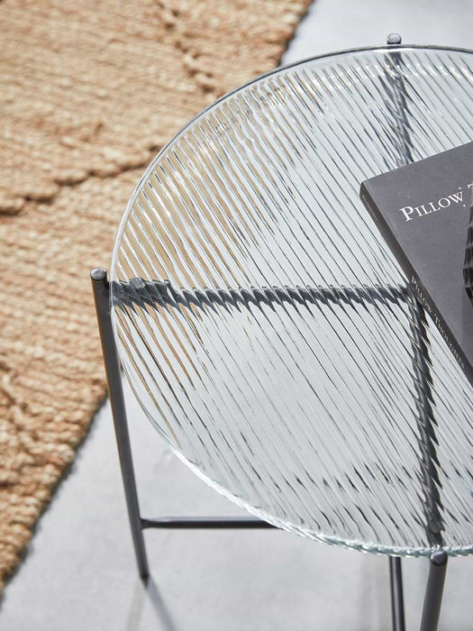 Round Reeded Glass Side Table
