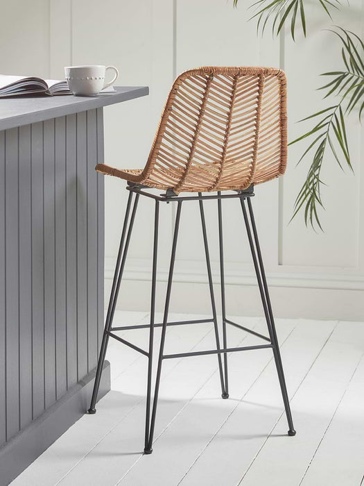 Chevron Flat Rattan Counter Stool