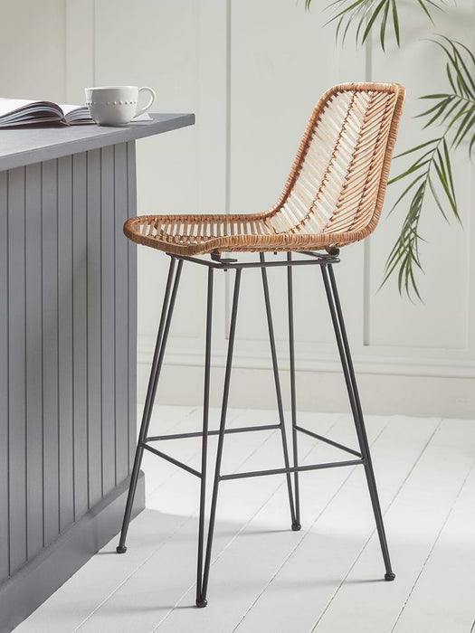Chevron Flat Rattan Counter Stool